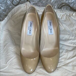Jimmy Choo Cream Patent Leather Heels